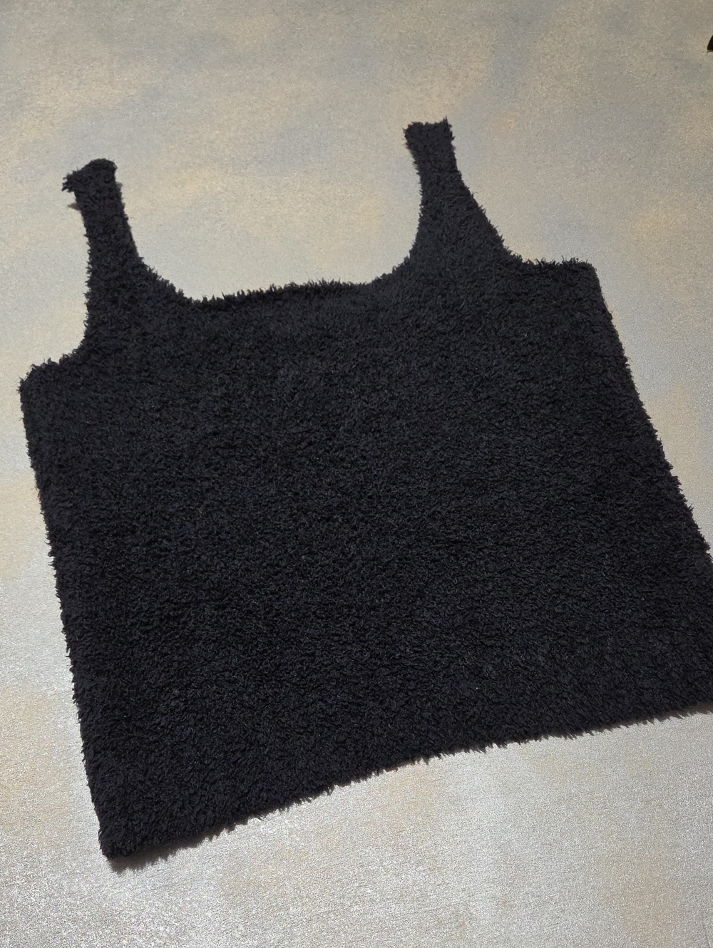 SKIMS Black Fuzzy Cropped Tank